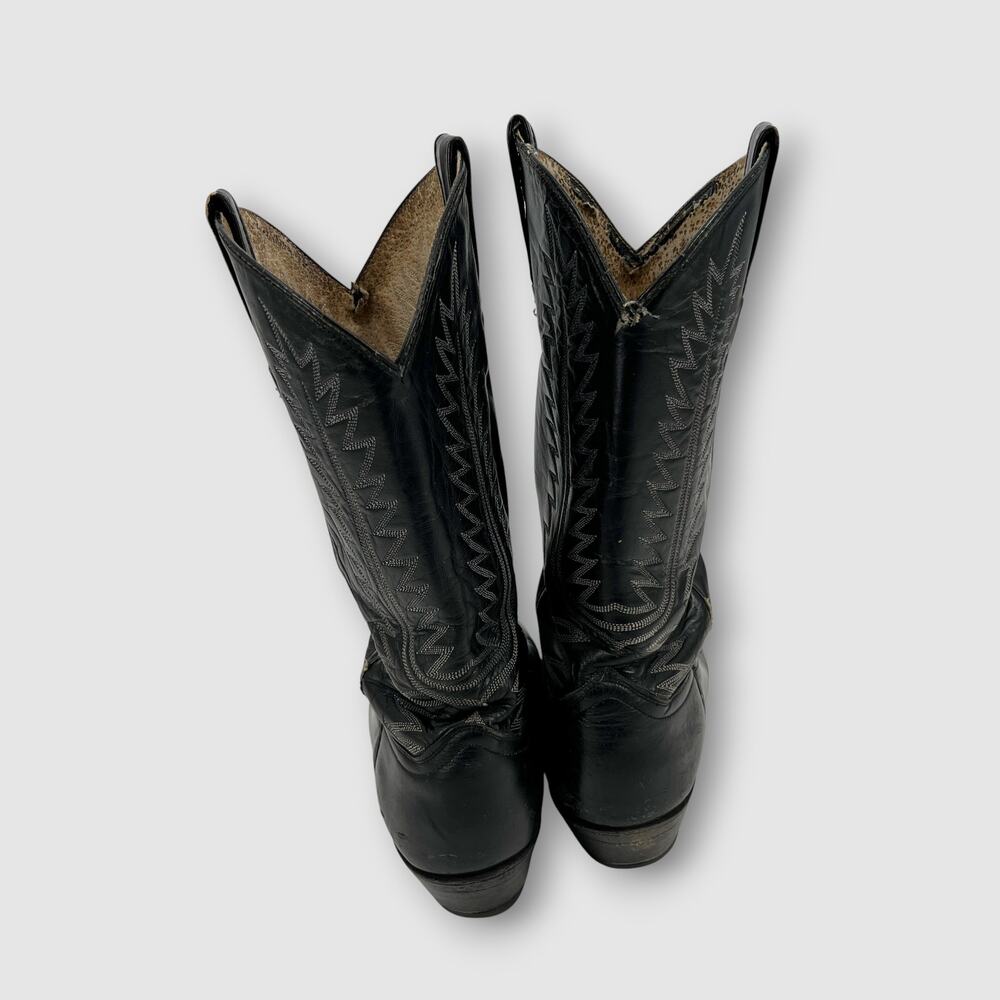 Vintage Cowtown Black Leather Western Cowboy Boots Men’s 9D Handmade USA - Picture 3 of 10